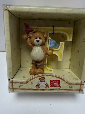 Vintage Gund Thinking Of You Letter F Teddy Bear Display Figurine 1998